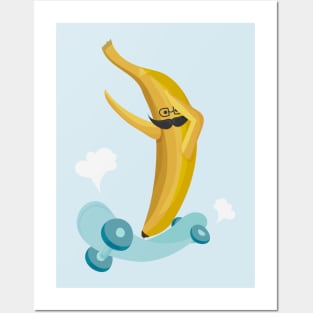 Dabbing Banana on a skateboard Posters and Art